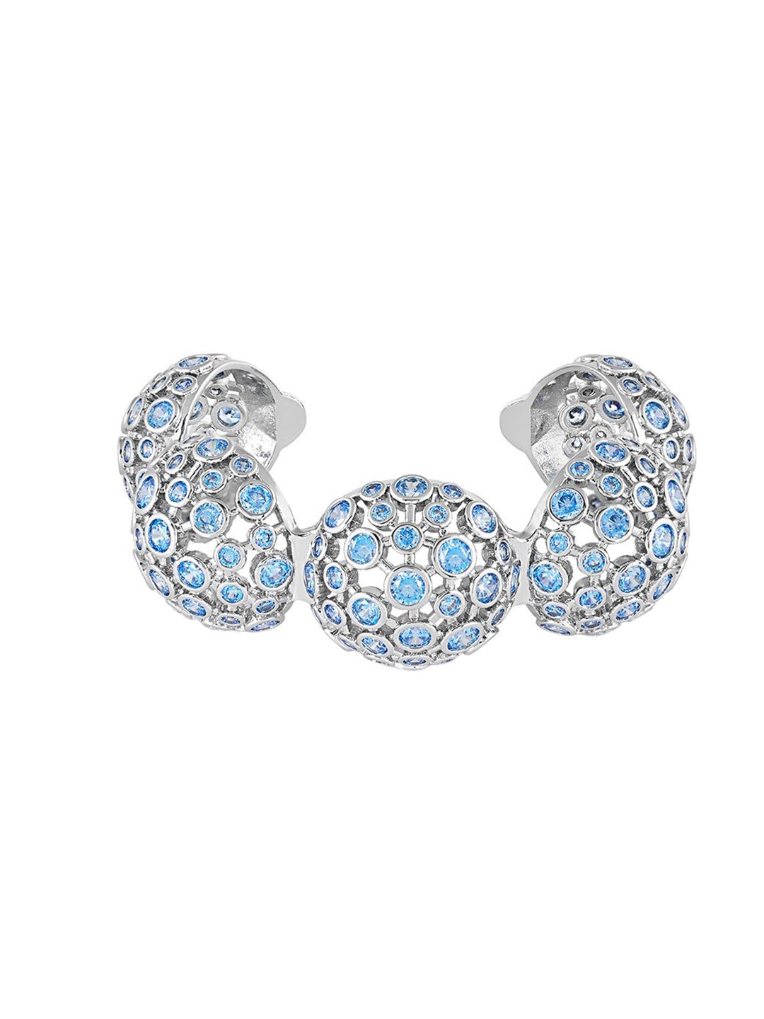 

Isharya 18Kt Gold Plated Crystals Studded Cuff Bracelet, Silver