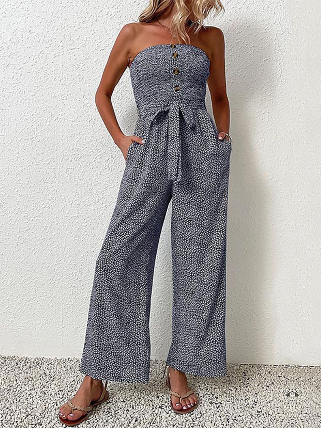 

StyleCast x Revolte Women Printed Basic Jumpsuit, Navy blue