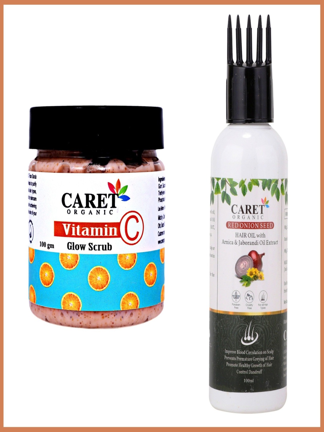 

CARET ORGANIC Set Of 2 Vitamin C Glow Scrub 100 g With Red Onion Seed Oil 100 ml, Multi