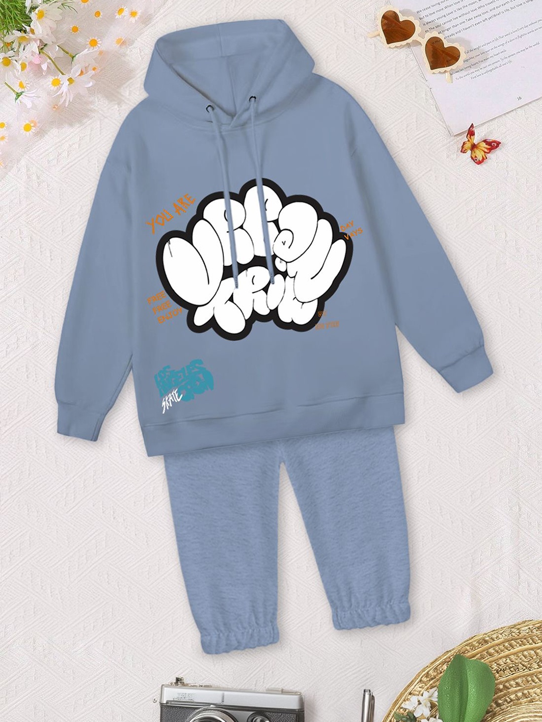 

FOREVER FRIDAY Boys Printed Pure Cotton Sweatshirt With Jogger, Blue