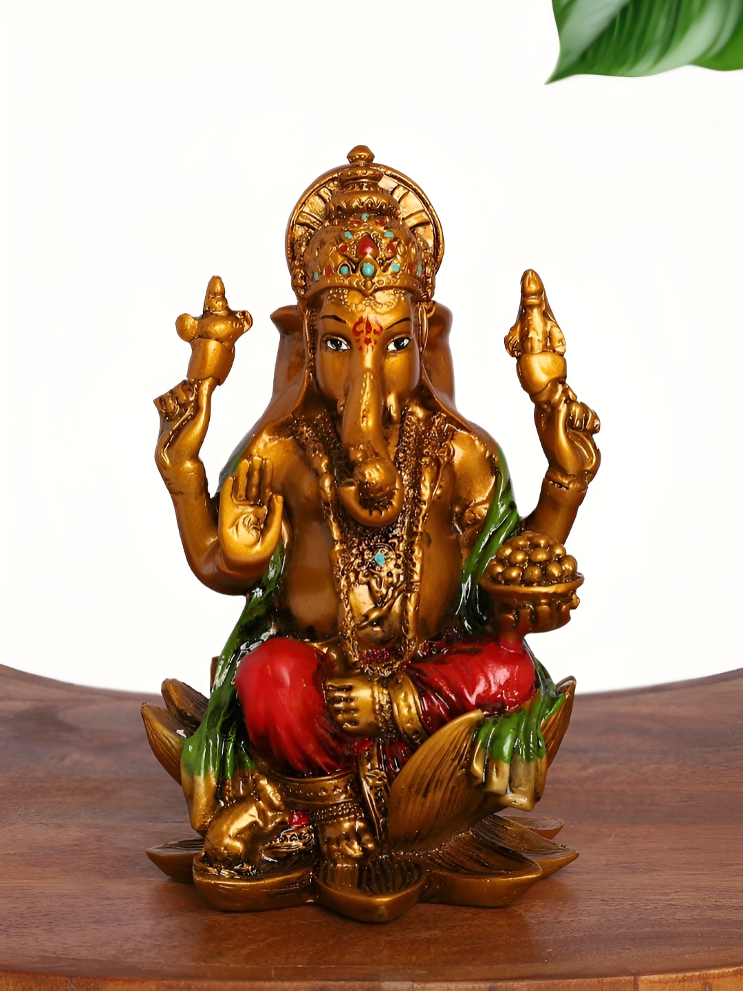 

INTERNATIONAL GIFT Gold-Toned Lord Ganesha Religious Idol Showpiece