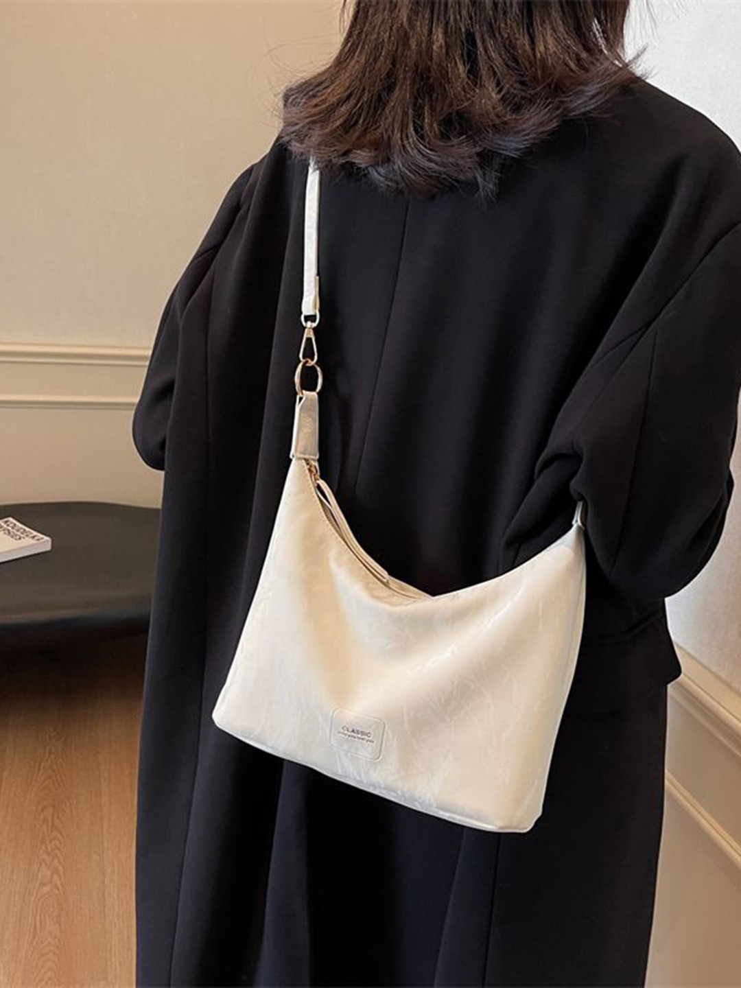 

StyleCast Women Textured Structured Sling Bag, Off white