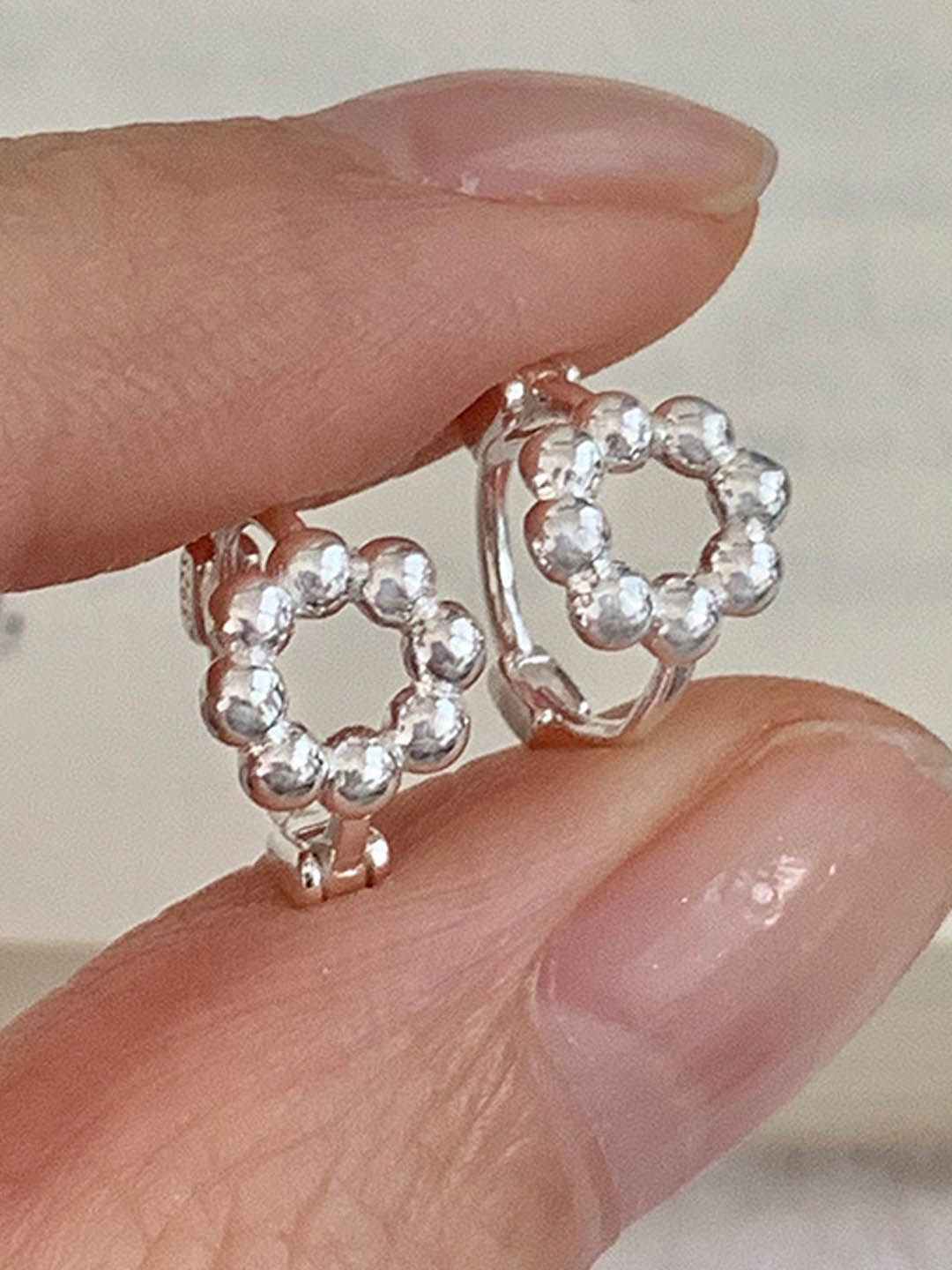 

StyleCast Floral Shaped Hoop Earrings, Silver