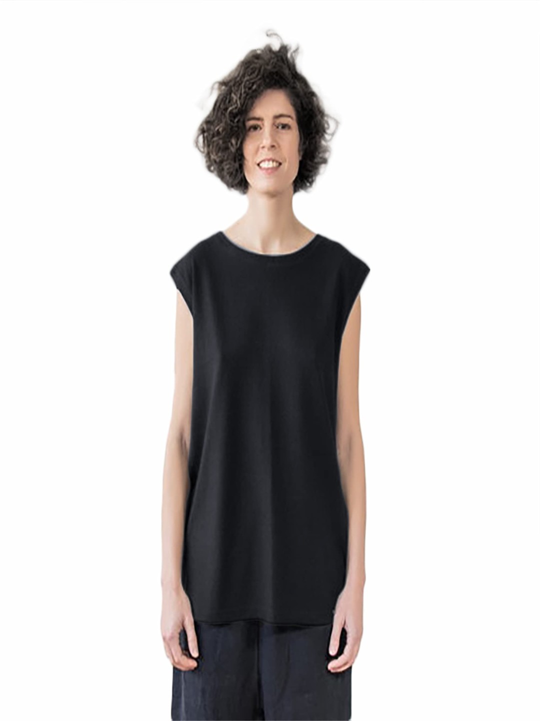 

NOTWILD Women Solid Round Neck Cotton T-shirt, Black