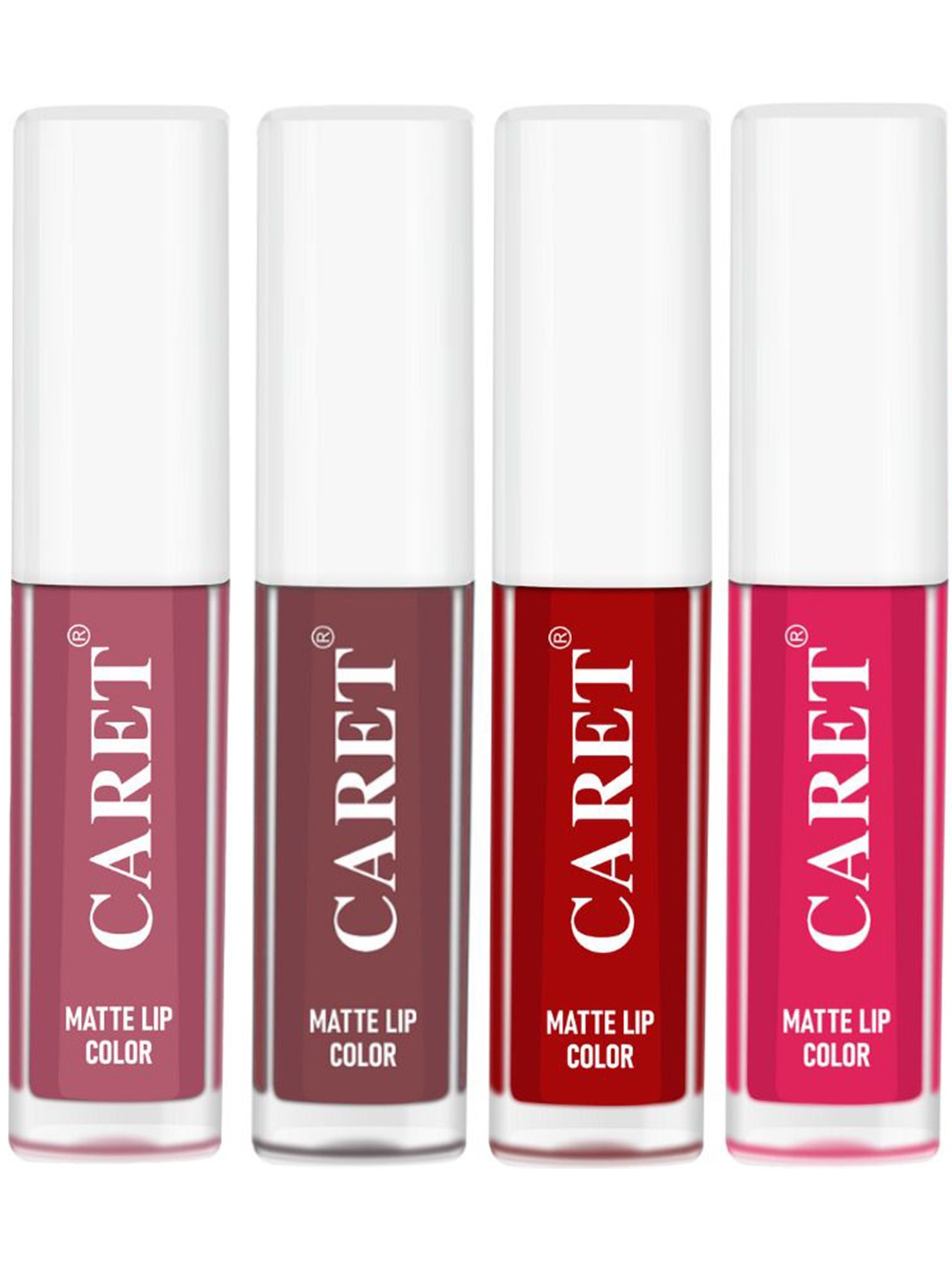 

CARET ORGANIC Set Of 4 Super-Pigmented Liquid Matte Lipsticks - 2 ml Each -2 - 1 - 3 - 4, Pink