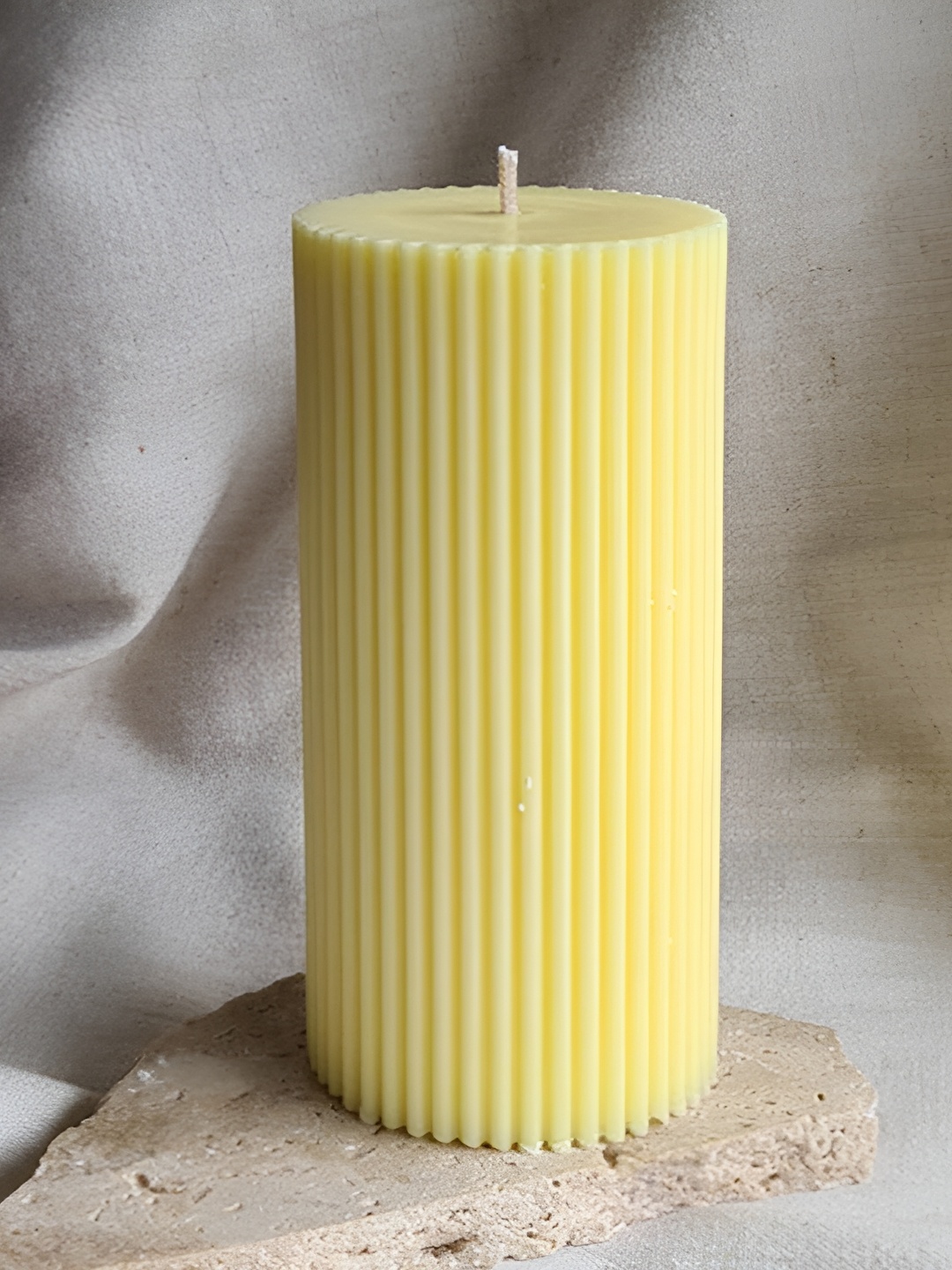 

atorakushon Yellow 1 Pieces Scented Point Ribbed Pillar Candle