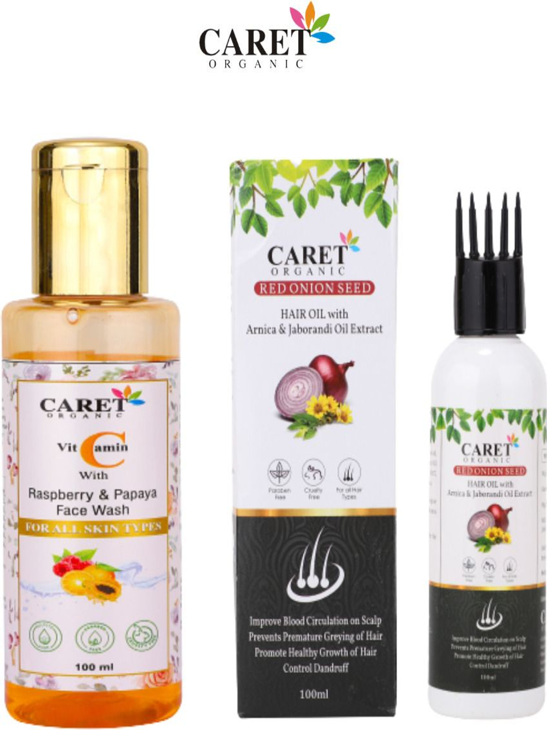 

CARET ORGANIC Set Of 2 Vitamin C With Papaya Face Wash & Hair Oil - 100 ml Each, Multi