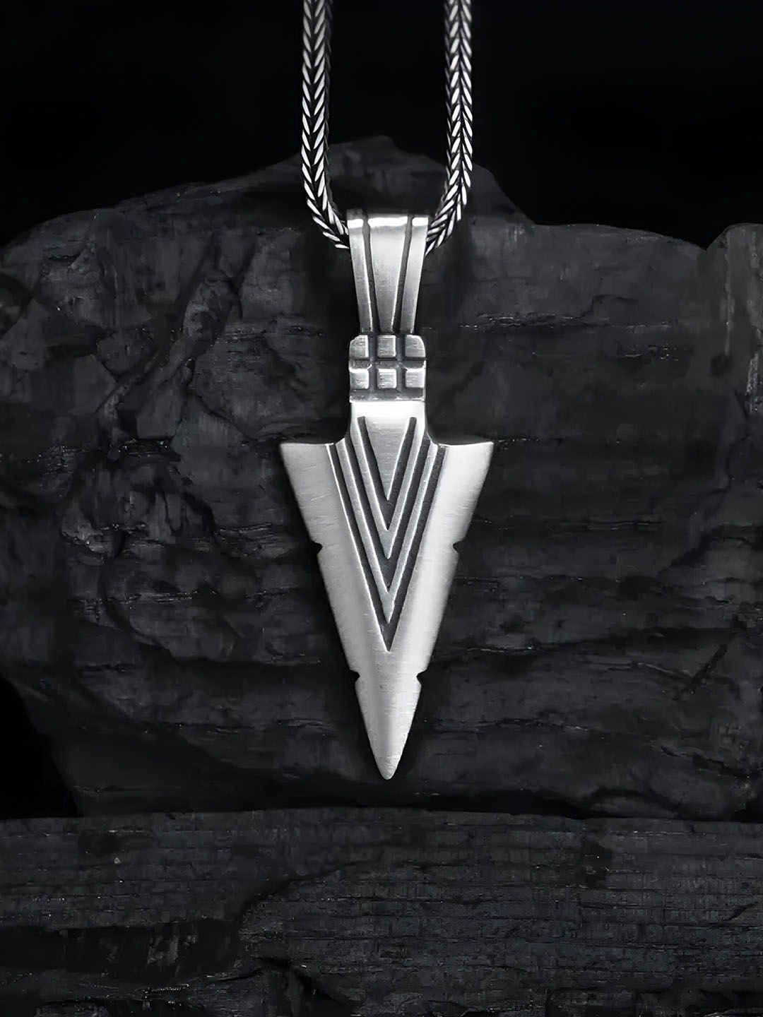 

RUHI COLLECTION Silver-Plated Stainless Steel Triangle Arrow Pendant with Chain