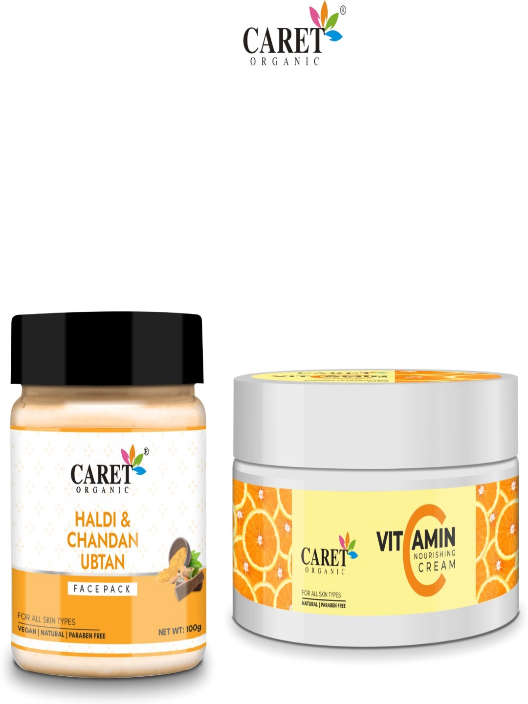 

CARET ORGANIC Set Of 2 Haldi Chandan Face Pack With Vitamin C Nourishing Cream- 100 g Each, Beige
