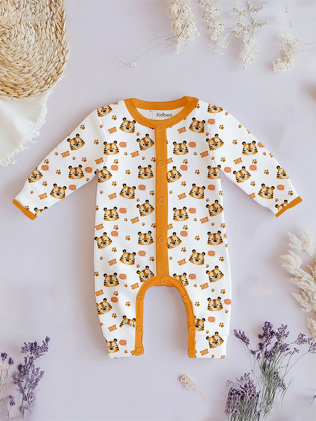 

Kidbea Infants Printed Pure Organic Cotton Romper, Yellow