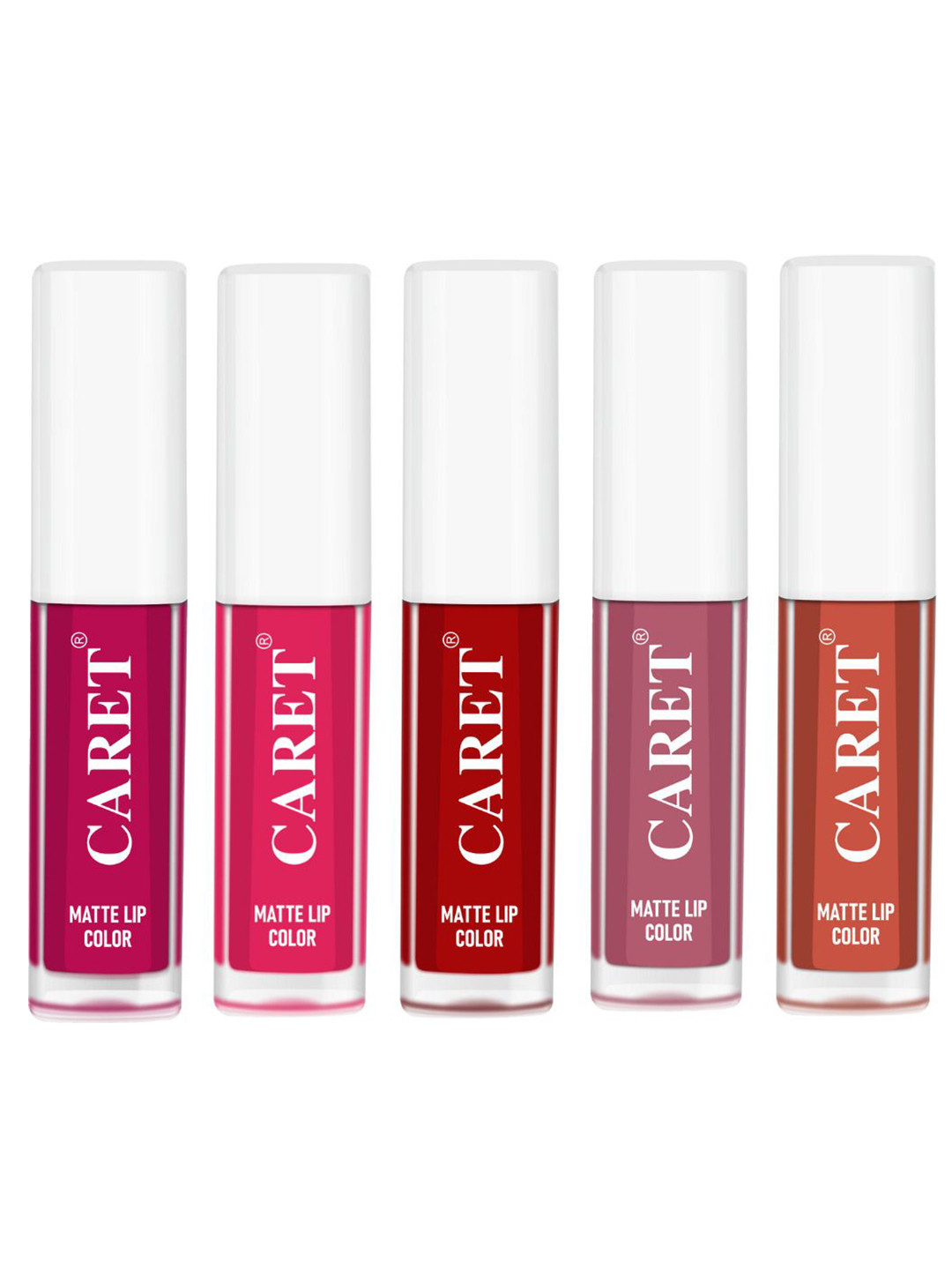 

CARET ORGANIC Set Of 5 Super-Pigmented Matte Lipsticks - 10 ml - Shade 5-4-3-2-6, Red