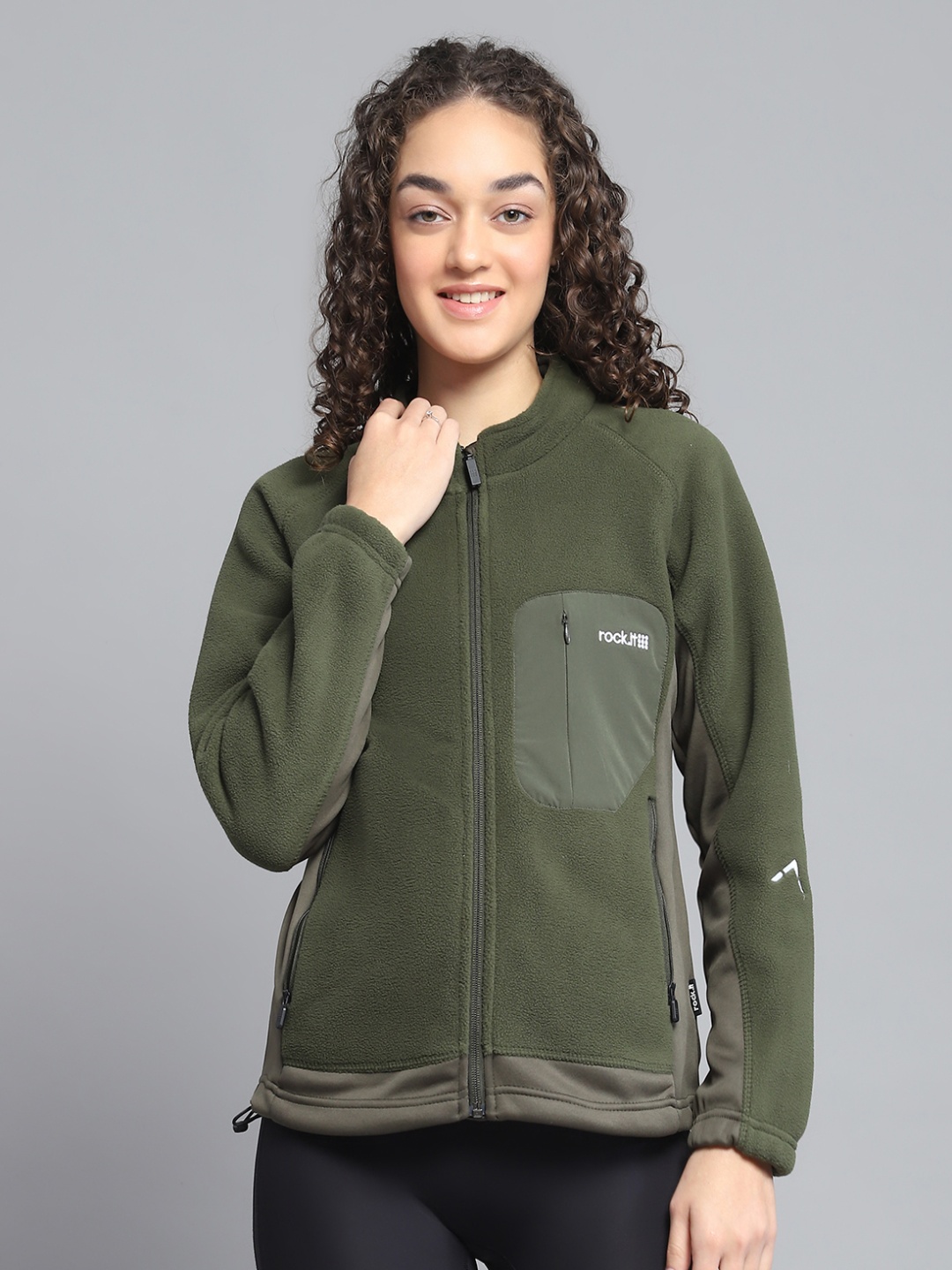 

rock.it Women Mock Collar Sweatshirt, Olive