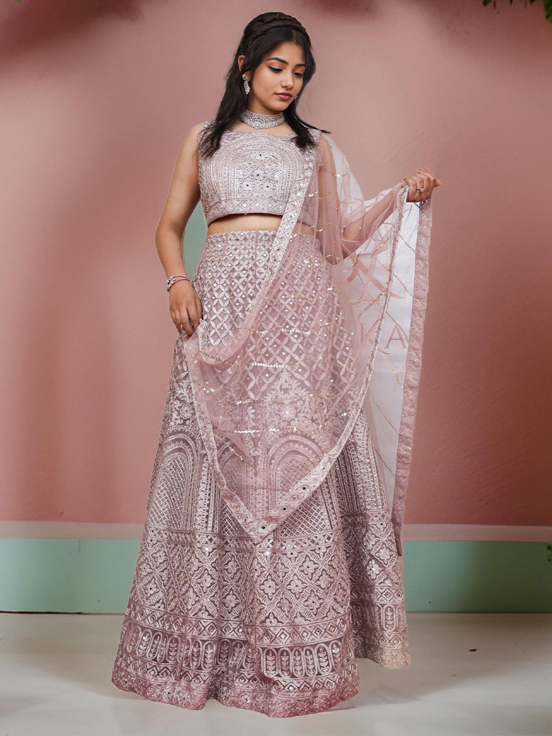 

Shreekama Embroidered Sequinned Ready to Wear Lehenga & Blouse With Dupatta, Pink