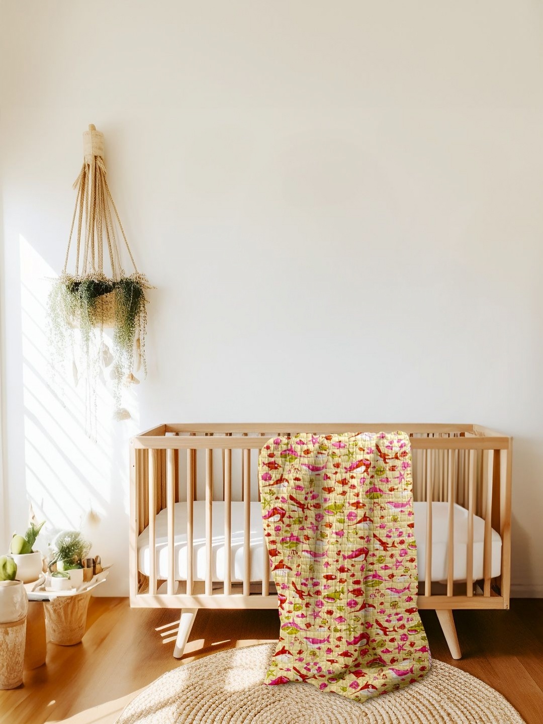 

Biglilpeople Beige & Pink Floral 400 GSM Pure Cotton Mild Winter Single Bed Blanket
