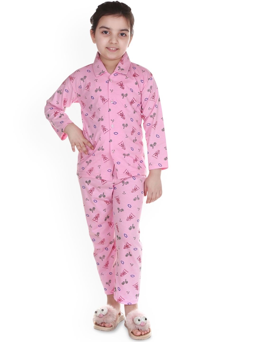 

MMShopy Kids Floral Printed Night suit, Pink