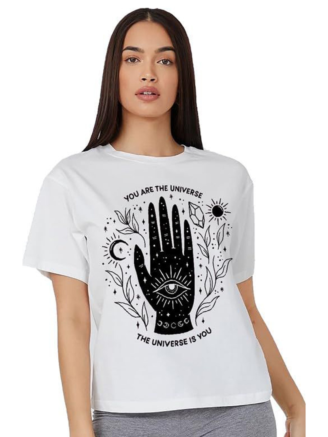 

VLAM Women Printed Extended Sleeves T-shirt, White