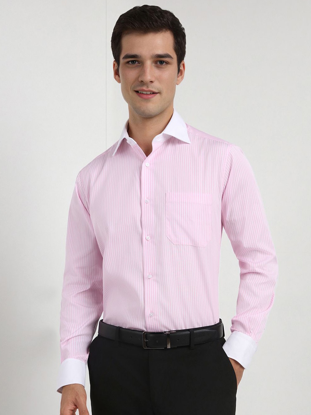 

Allen Solly Sport Men Vertical Striped Cotton Formal Shirt, Pink