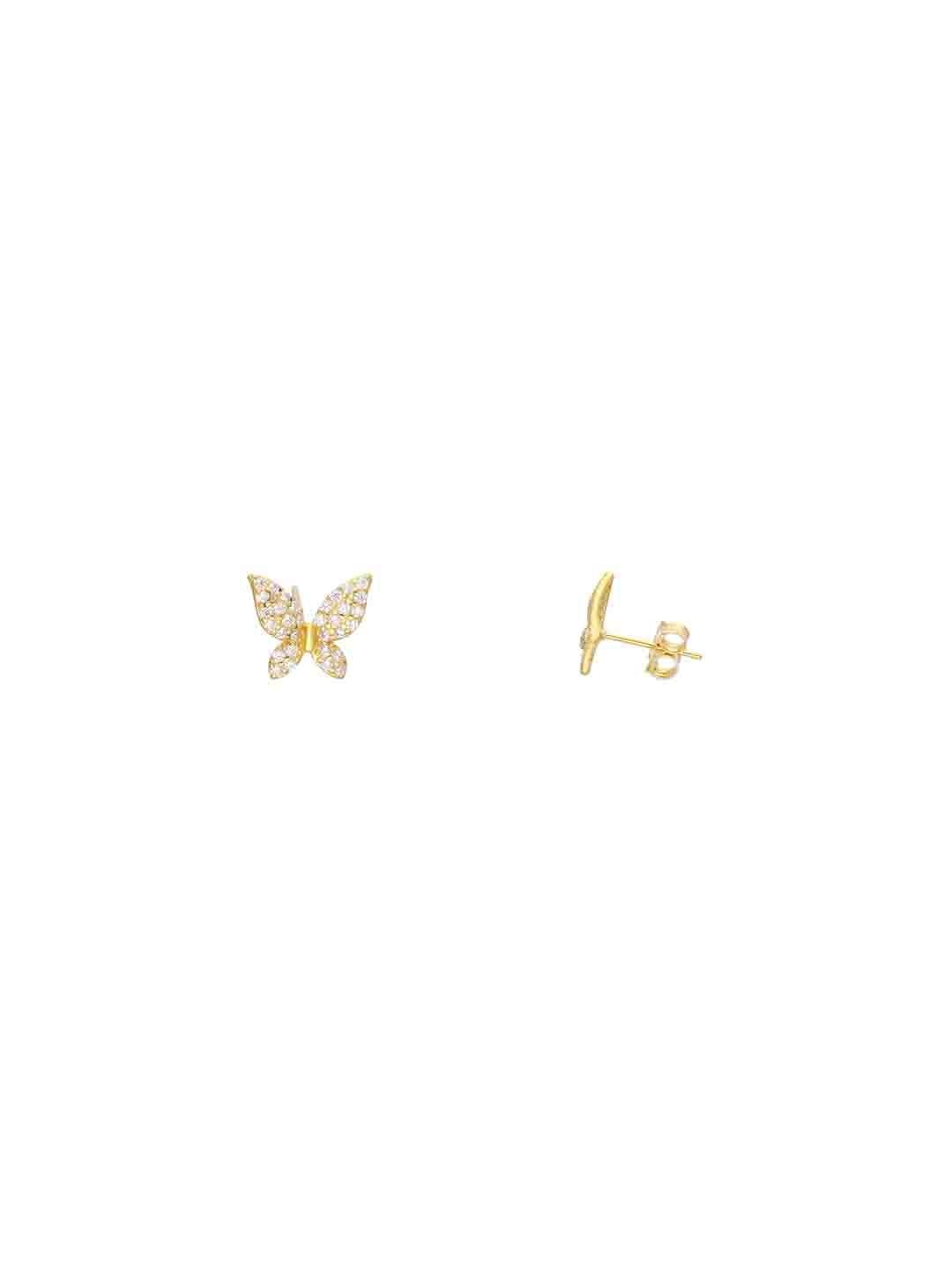 

KAI JEWEL 925 Sterling Silver Gold-Plated CZ Studded Minimalistic Studs Earrings