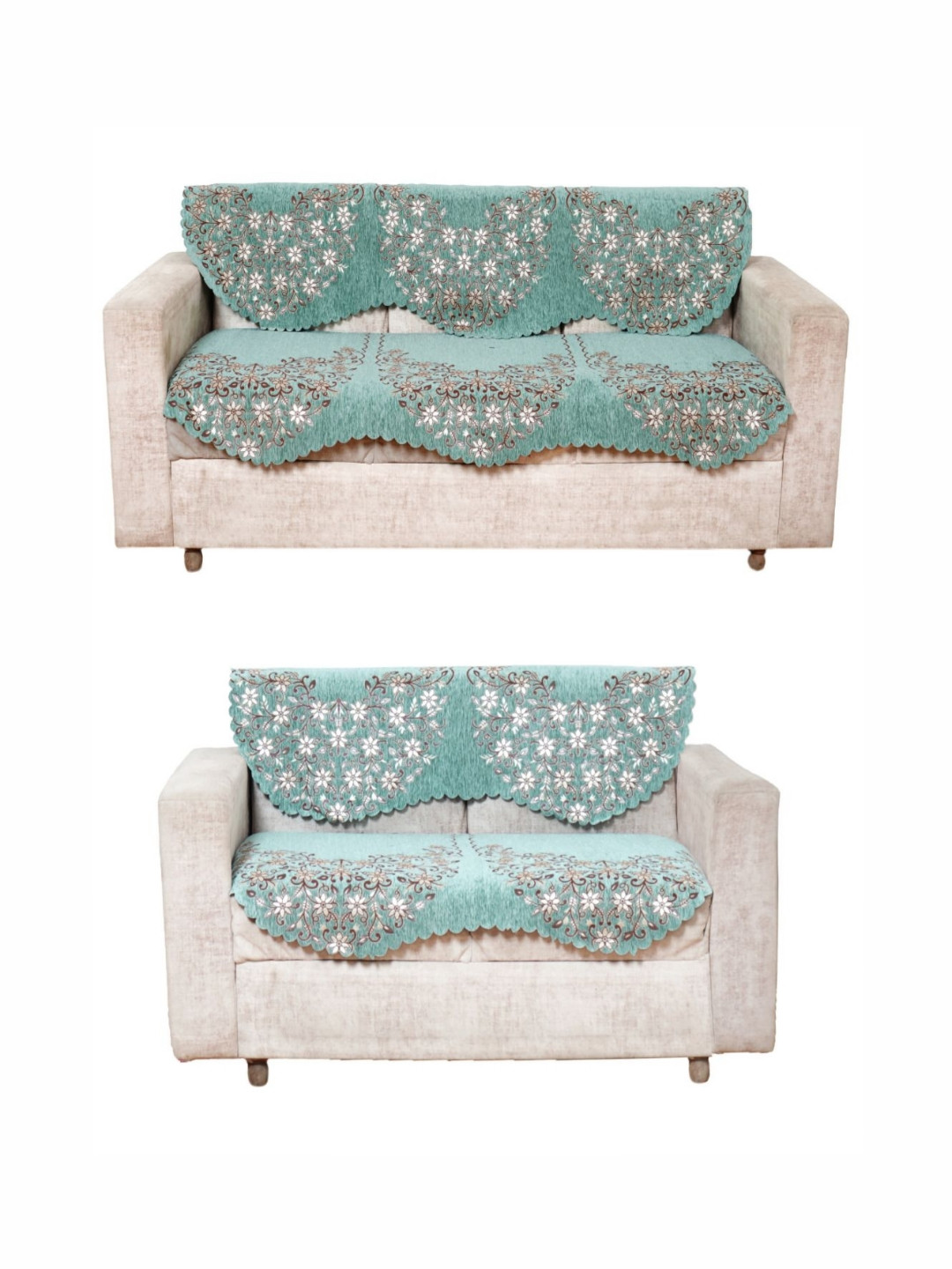 

Fashion Throw Green & White Printed Jacquard 4 Piece Sofa Cover