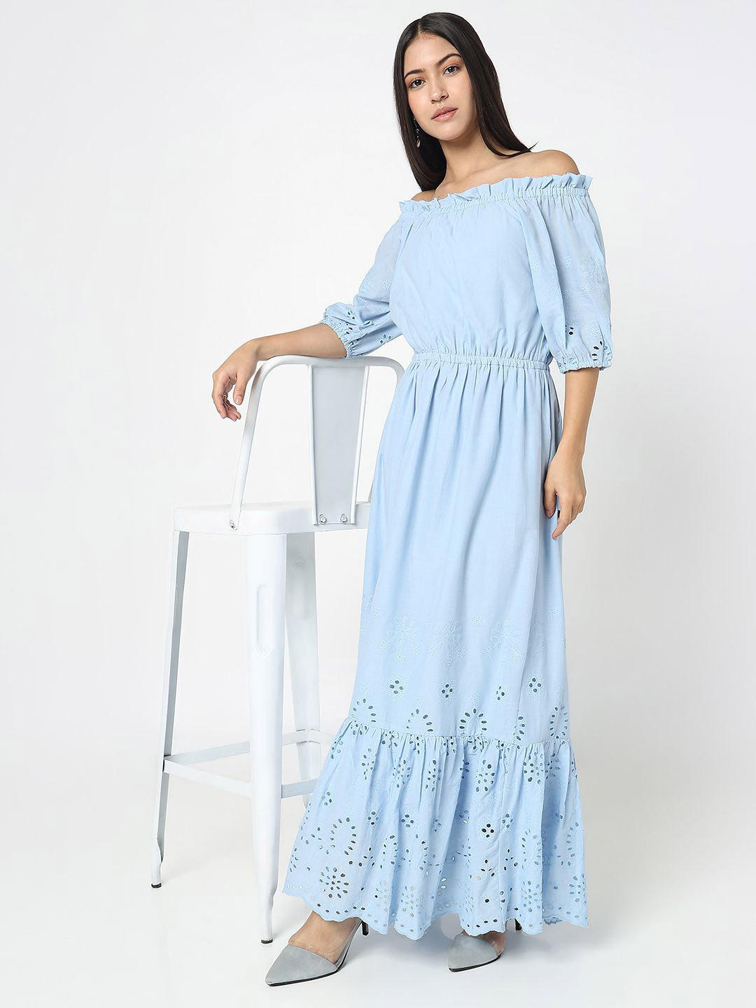 

R&B Women Off-Shoulder Maxi Dress, Blue