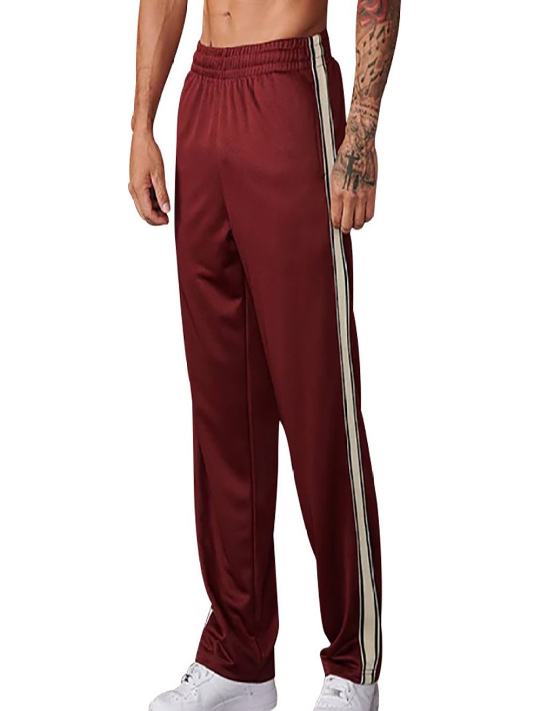 

StyleCast x Revolte Men Loose Fit Easy Wash Pleated Trousers, Maroon