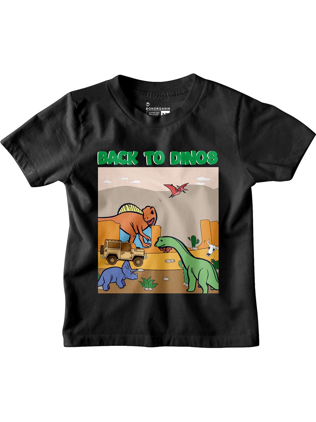 

BonOrganik Boys Graphic Printed Round Neck Cotton T-shirt, Black