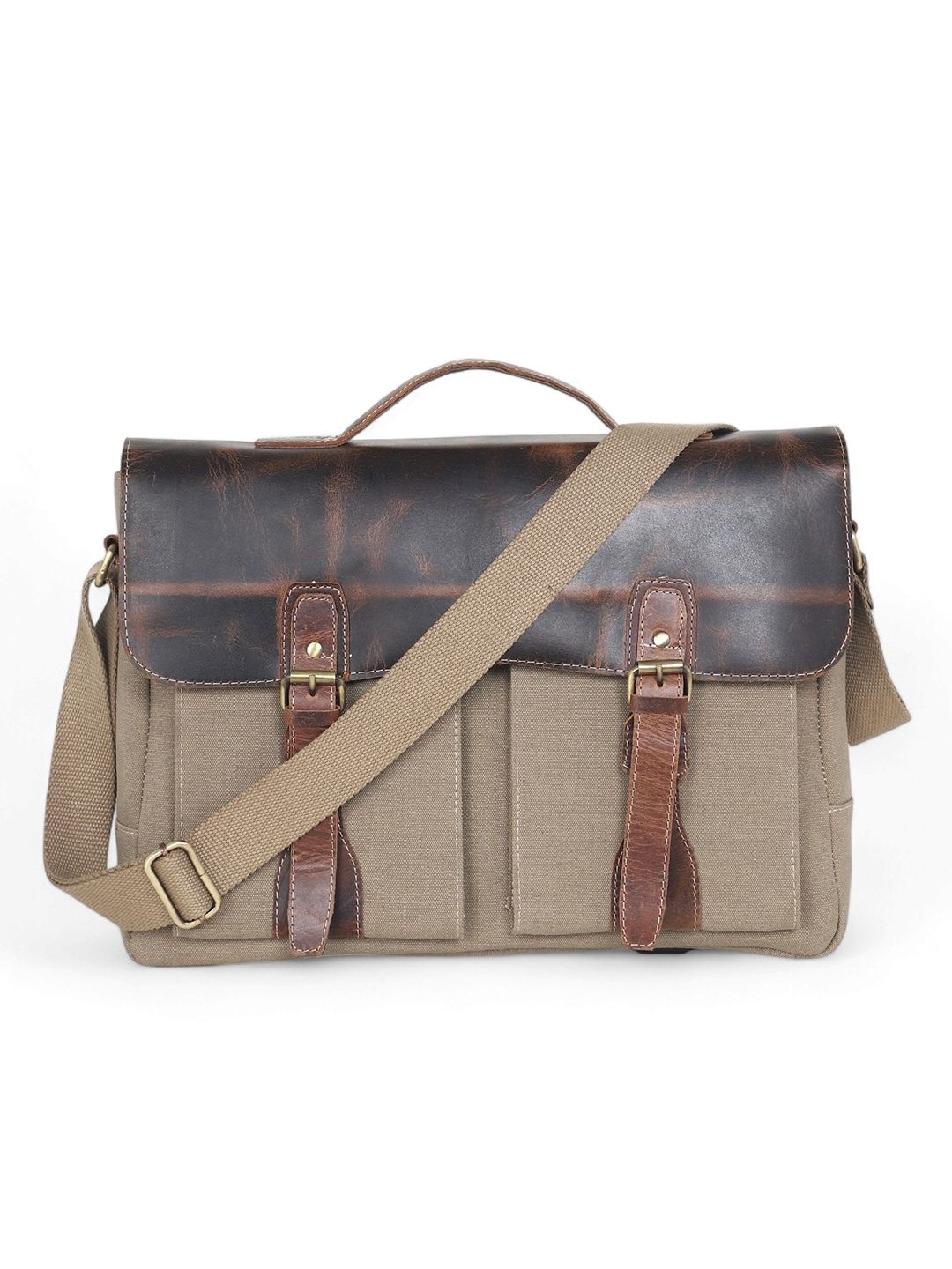 

Stamp Women Textured Leather Structured Satchel Bag, Brown