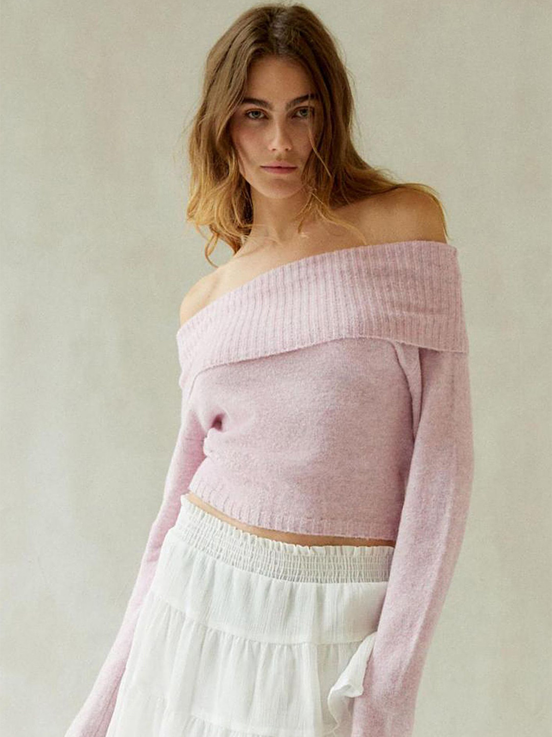 

LULU & SKY Off-Shoulder Bardot Top, Pink