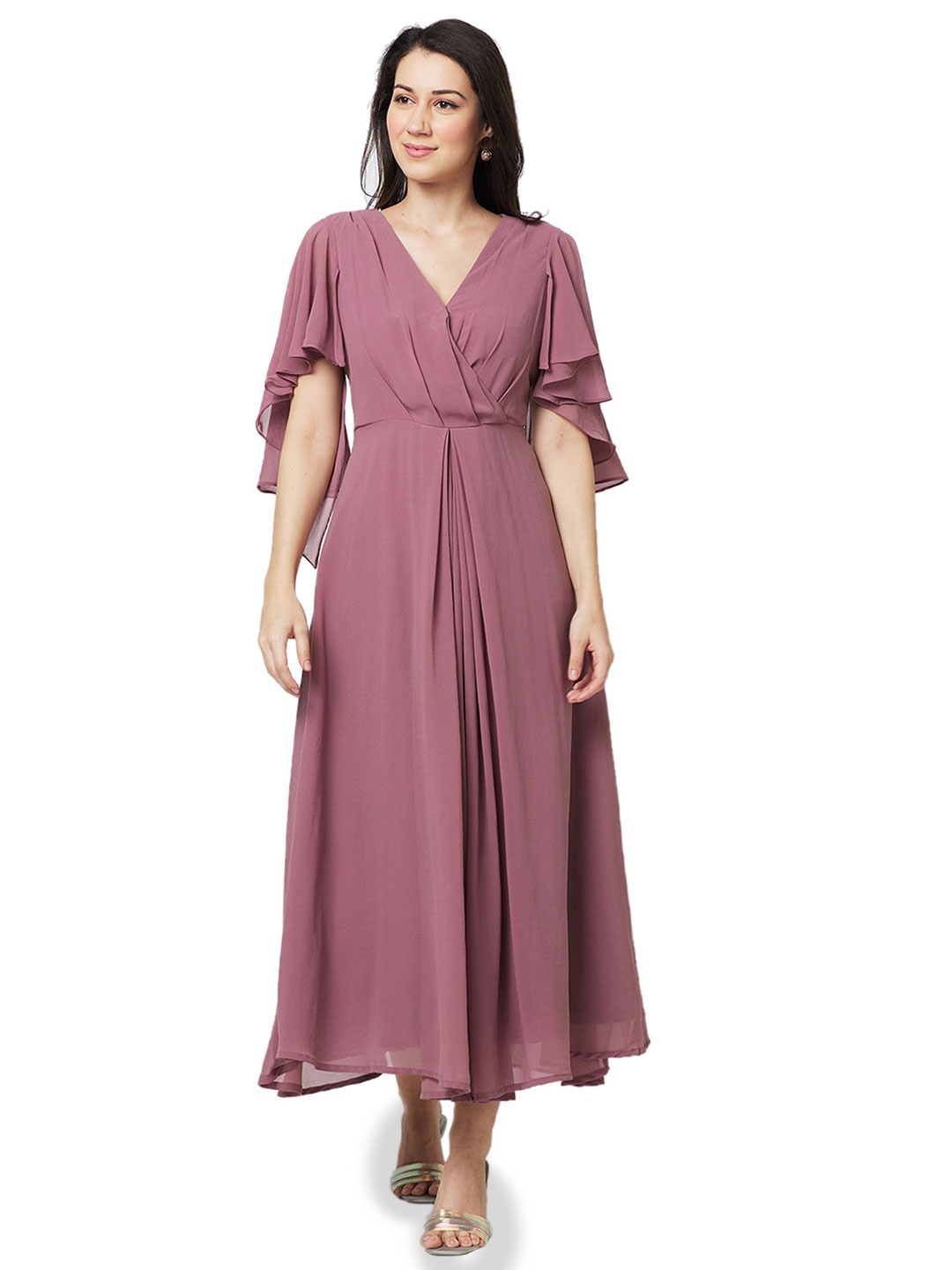 

Iti Slit Sleeve Georgette Maxi Dress, Purple