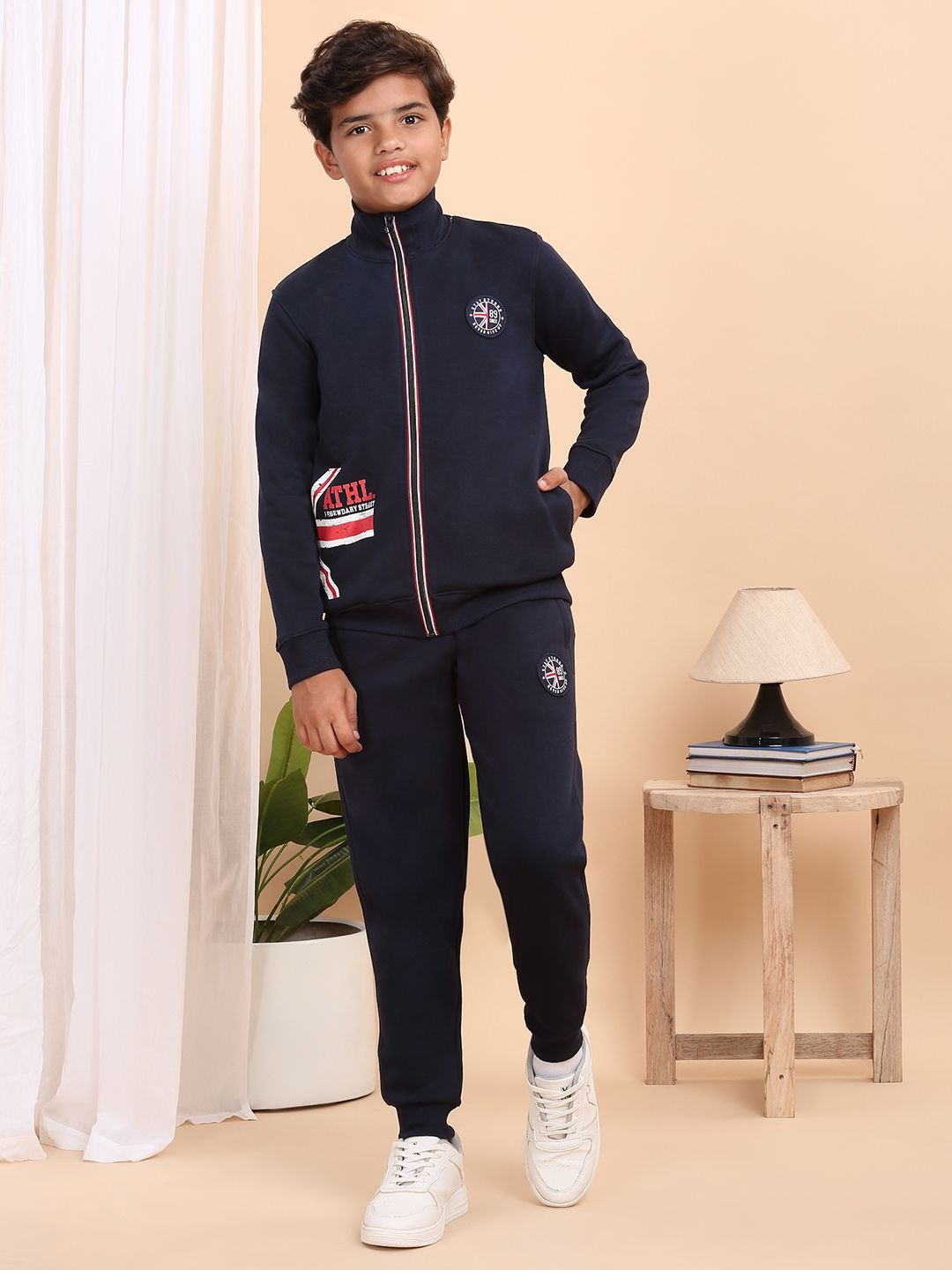 

Sweet Dreams Boys Mock Collar Mid-Rise Tracksuit, Navy blue