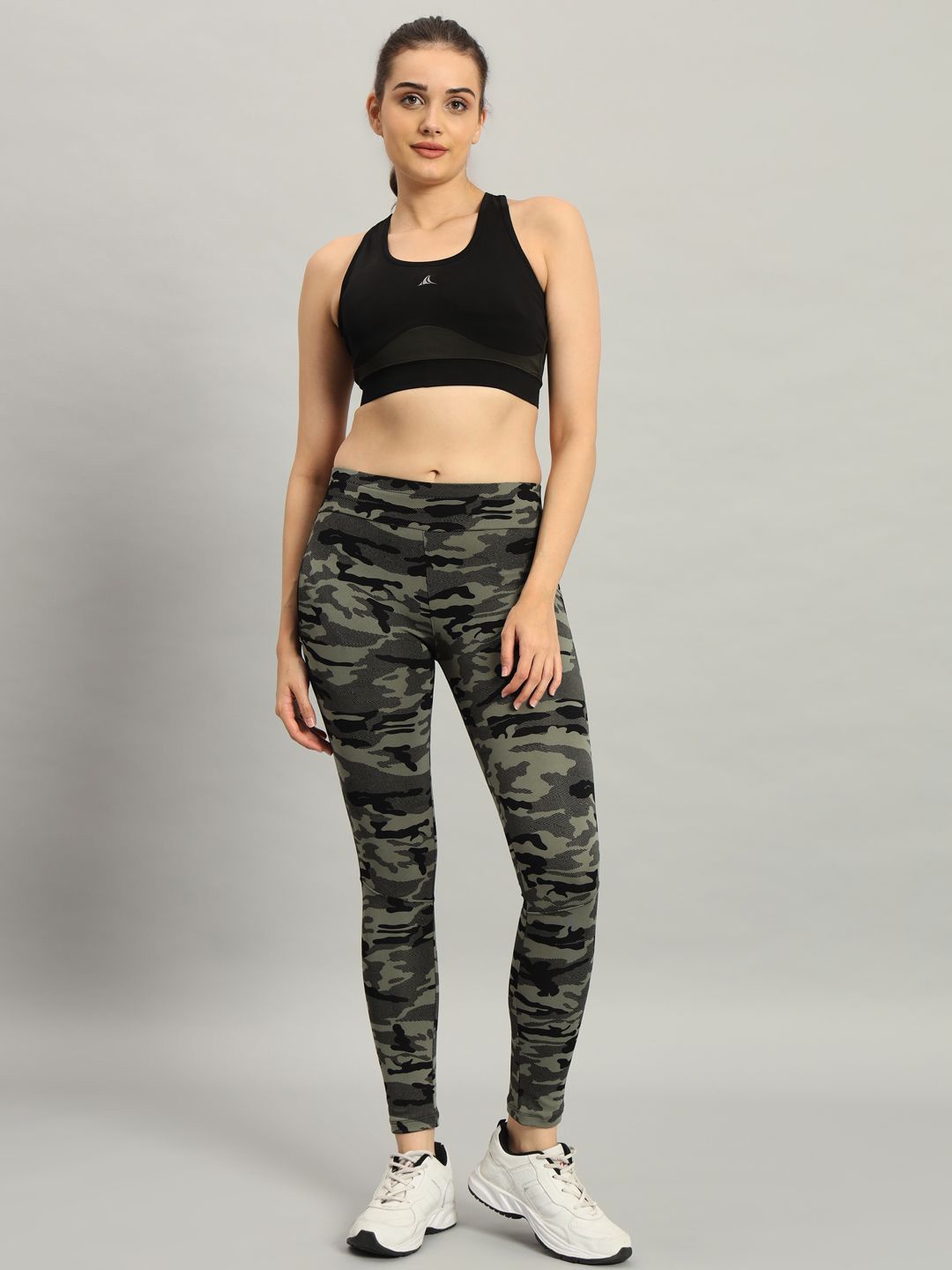 

REBERRY Women Camouflage Print Yoga Tights, Black