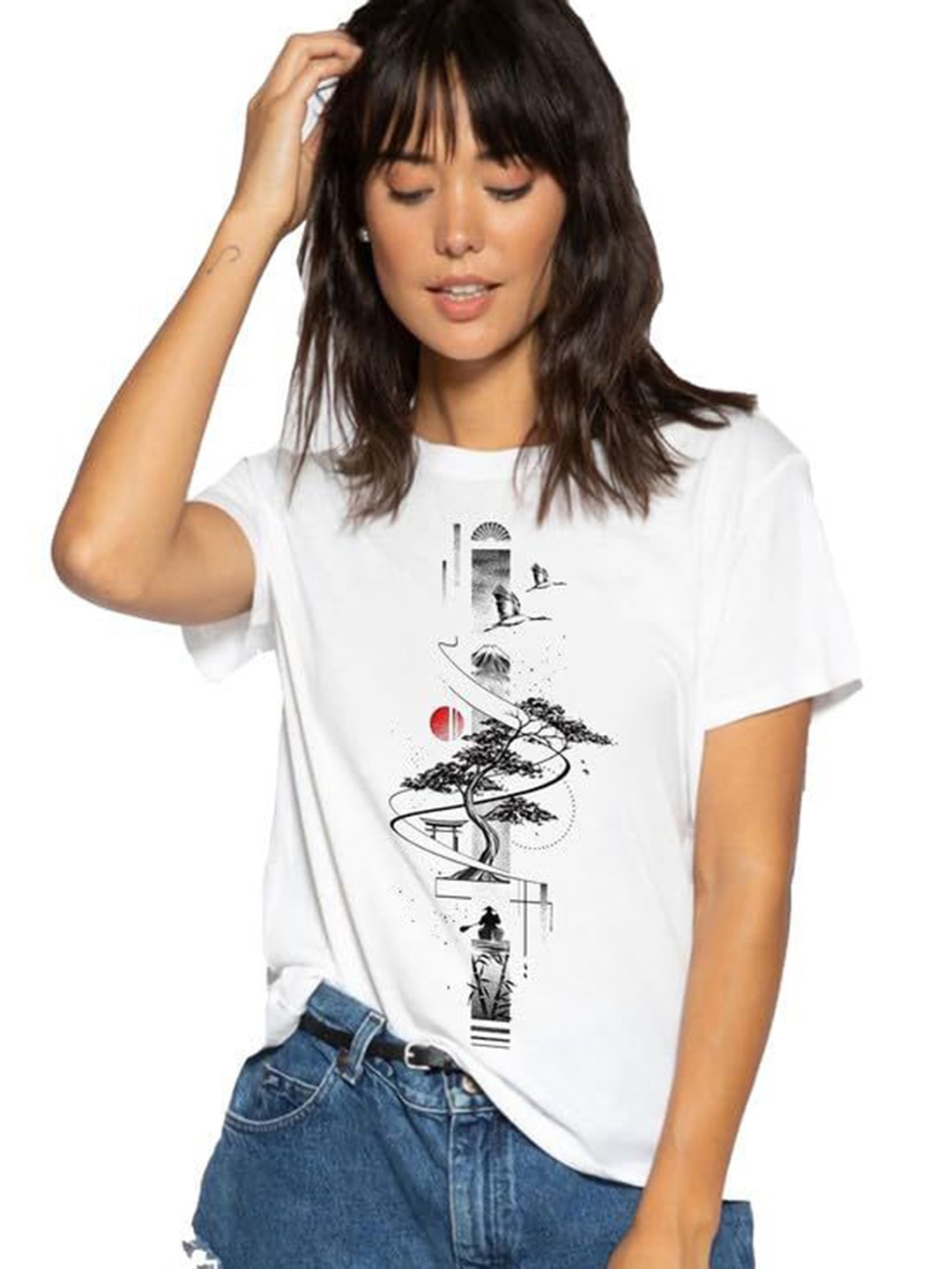 

VLAM Women Printed Applique T-Shirt, White