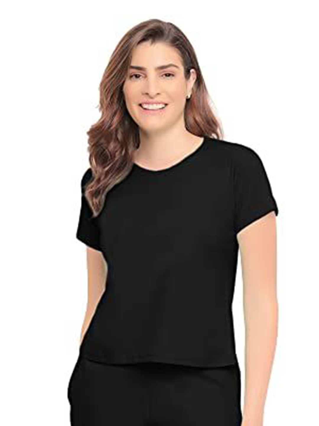 

NOTWILD Women Pack Of 2 Solid Round Neck Cotton Relaxed Fit T-shirts, Black