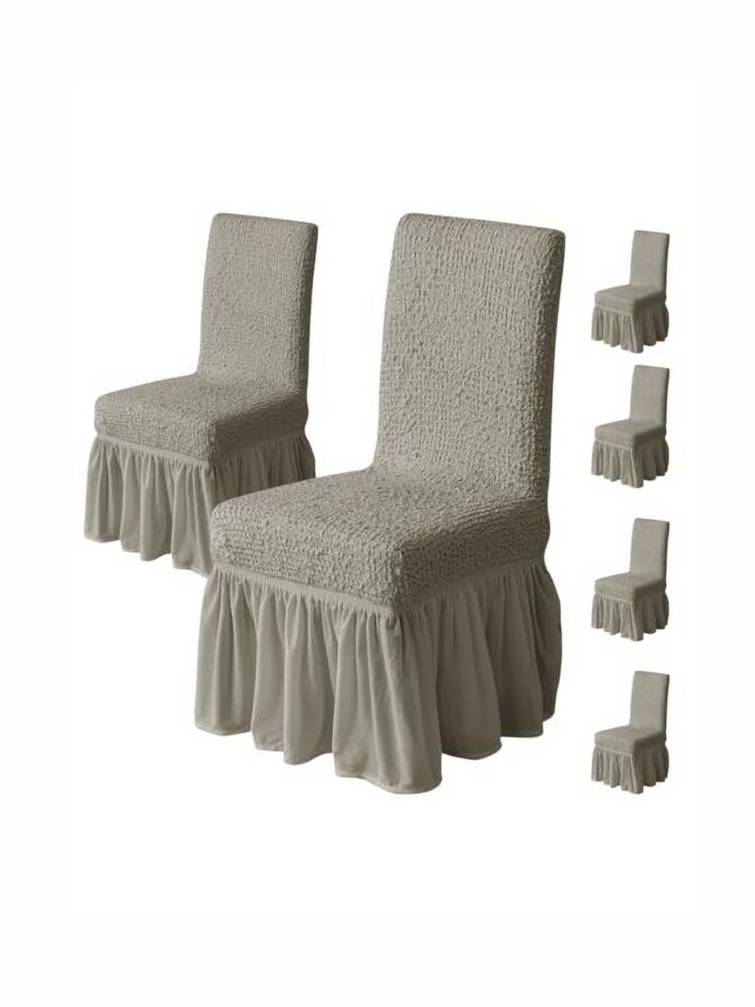 

HOUSE OF QUIRK 6-Pcs Grey 450 GSM Removable & Washable Dining Chair Covers