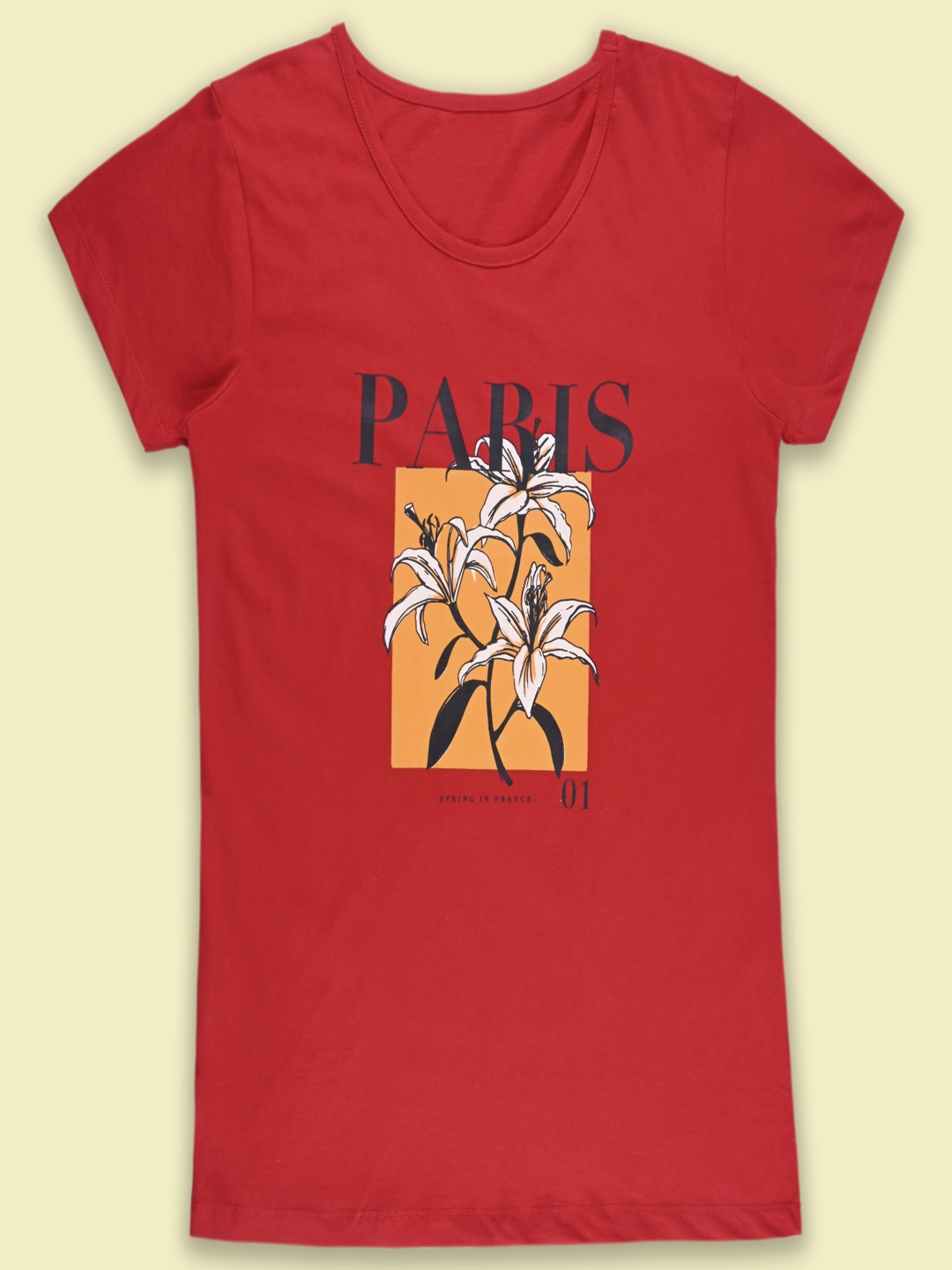 

Wish Karo Women Graphic Printed Round Neck Cotton T-shirt, Red