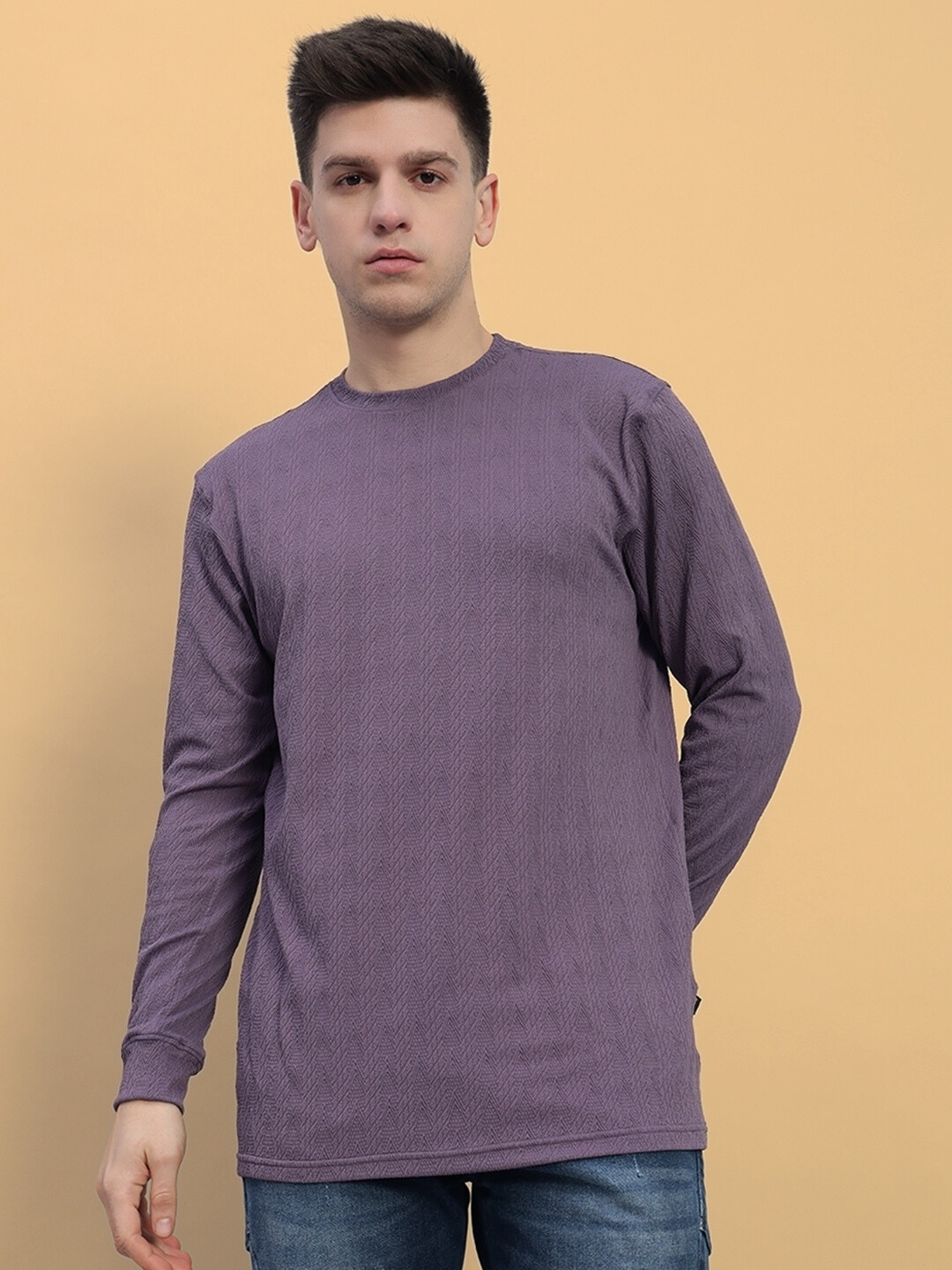 

WEARDUDS Men Pure Cotton Pullover Sweatshirt, Purple