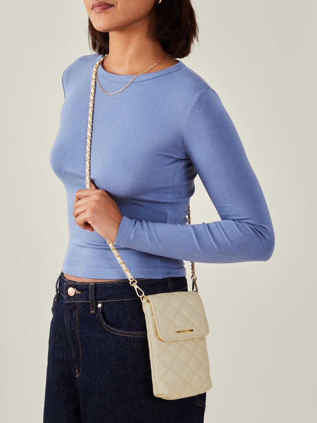 

Accessorize Women Solid Crossbody Sling Bag, Cream