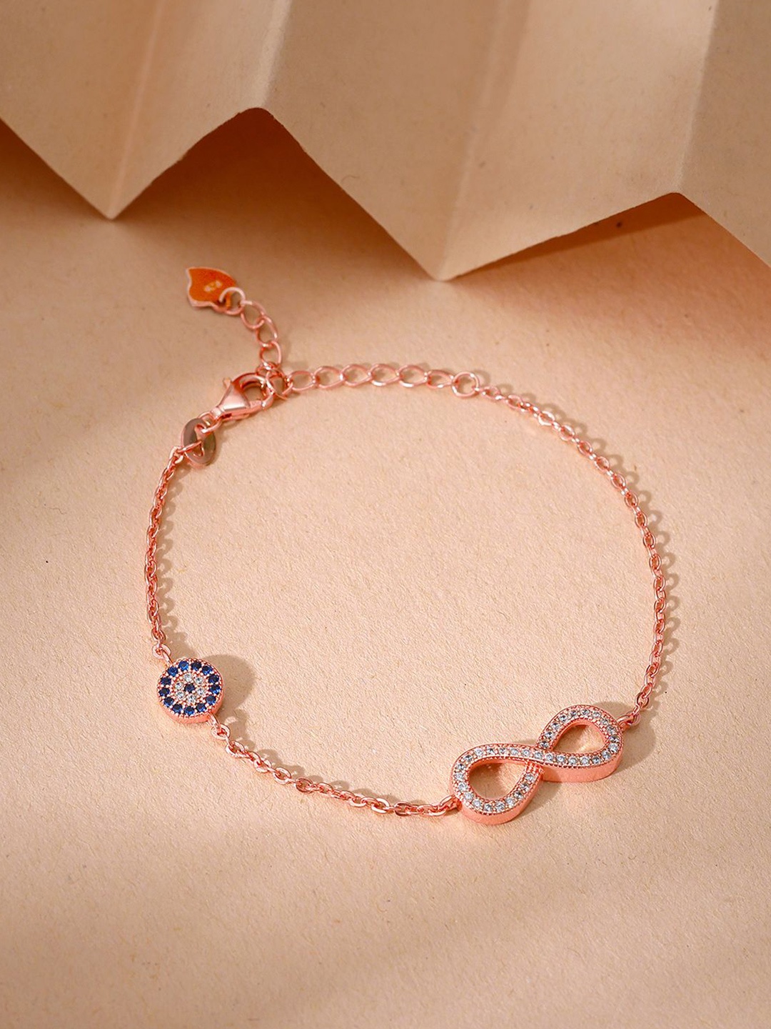 

GIVA Women Sterling Silver Rose Gold-Plated Link Bracelet