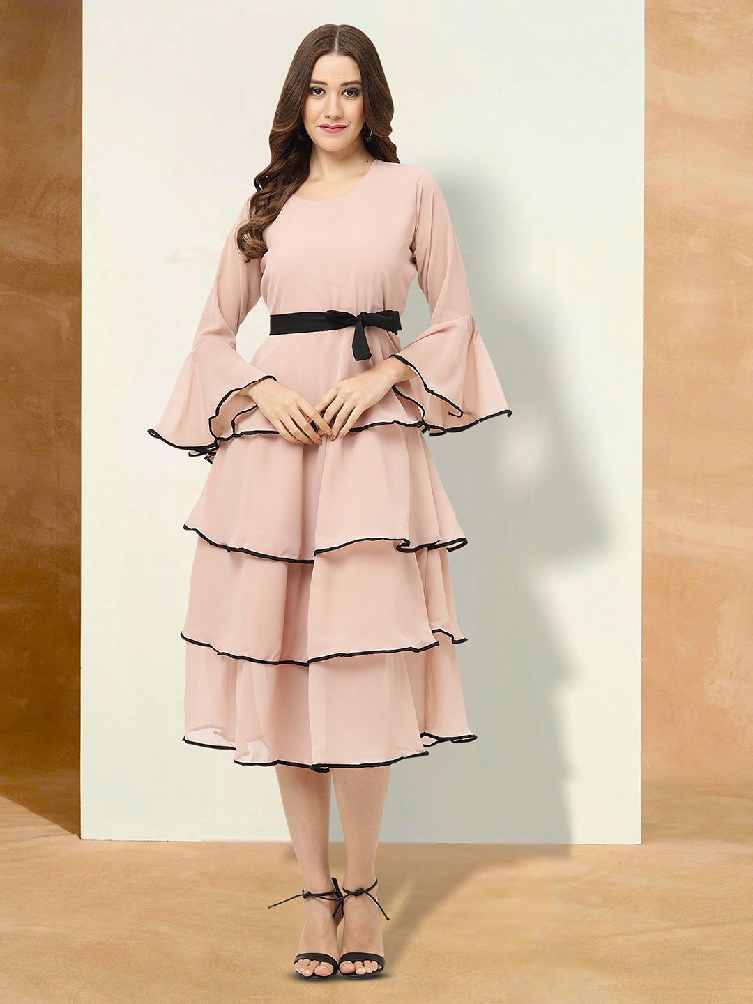 

BAESD Applique Fit & Flare Dress, Peach