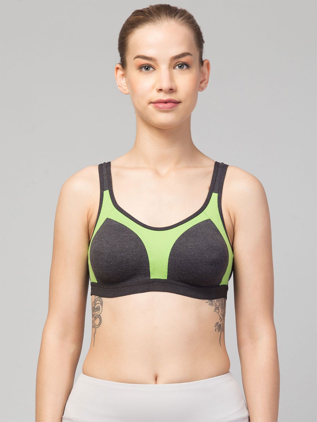 

ULLAS Women Colourblocked Pure Cotton Full Coverage T-shirt Bra, Green