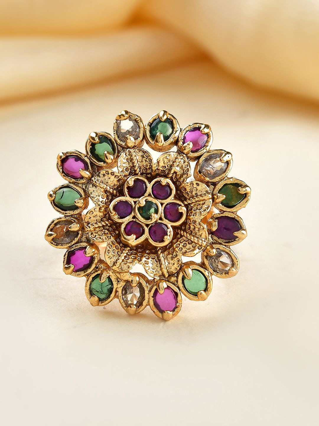 

Voylla Gold Opulence Kumudini Temple Ring