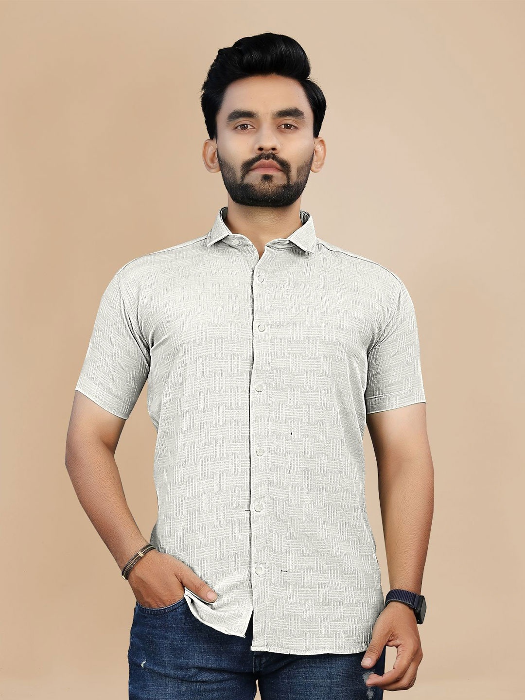 

Fashion FRICKS Men Opaque Casual Shirt, Cream