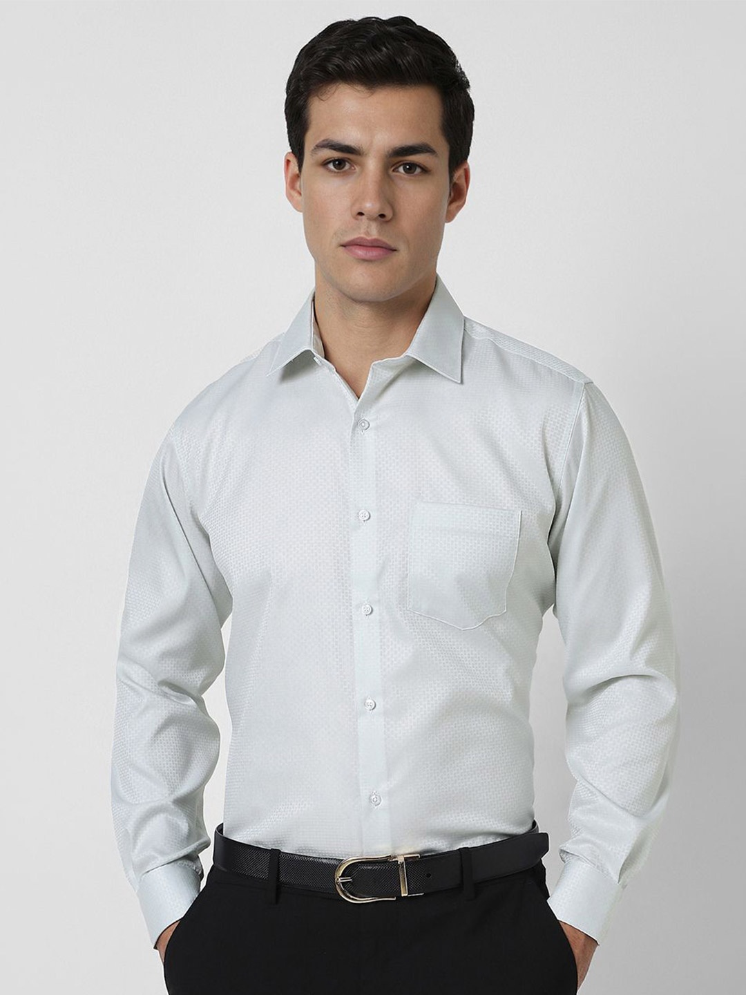 

Van Heusen Men Spread Collar Textured Cotton Formal Shirt, White