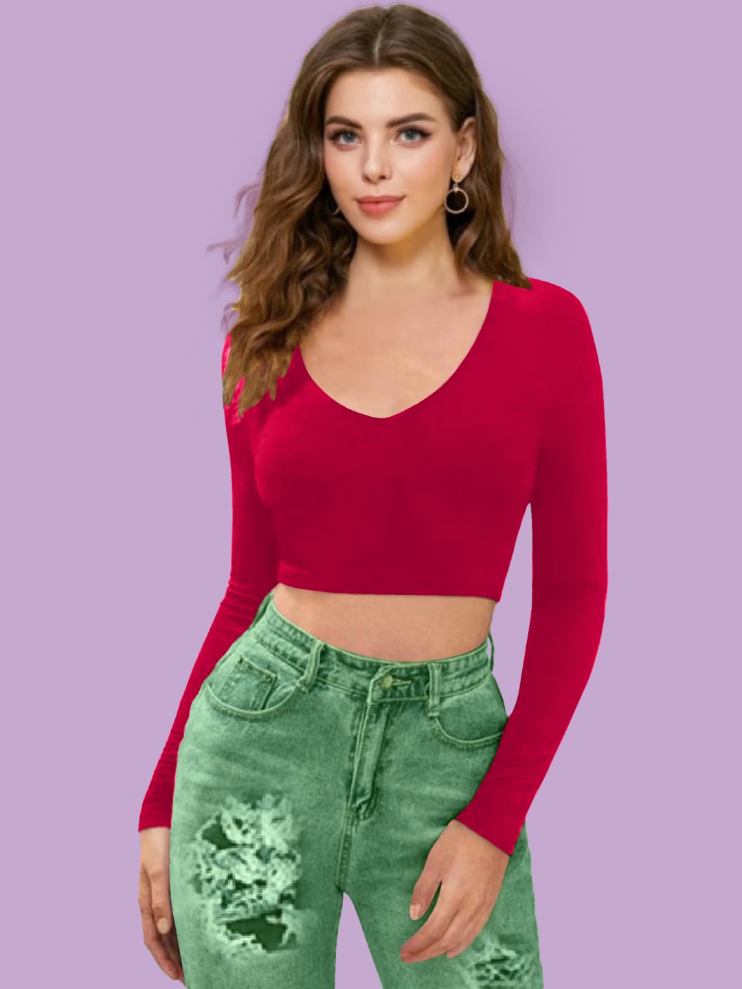 

Dream Beauty Fashion Women Long Sleeves Crop Fitted Top, Pink