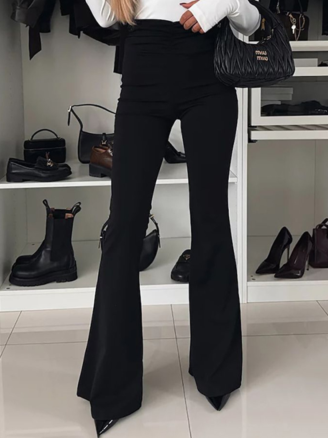

StyleCast x Revolte Women Mid-Rise Trousers, Black