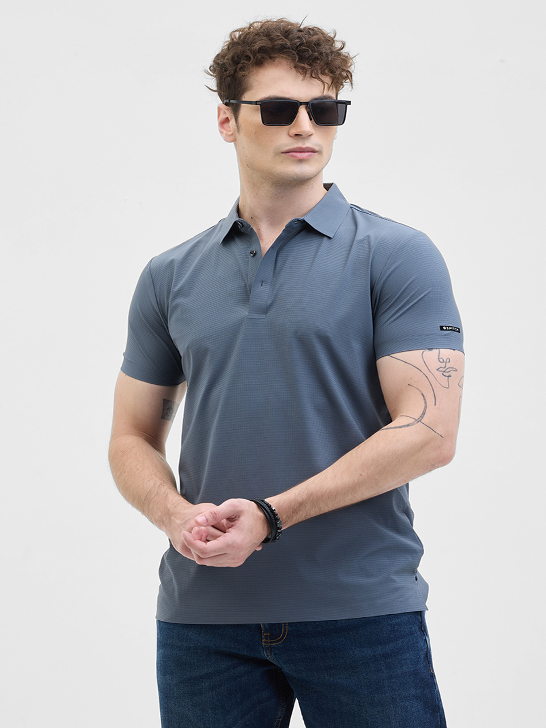 

Snitch Men Polo Collar Slim Fit T-shirt, Blue