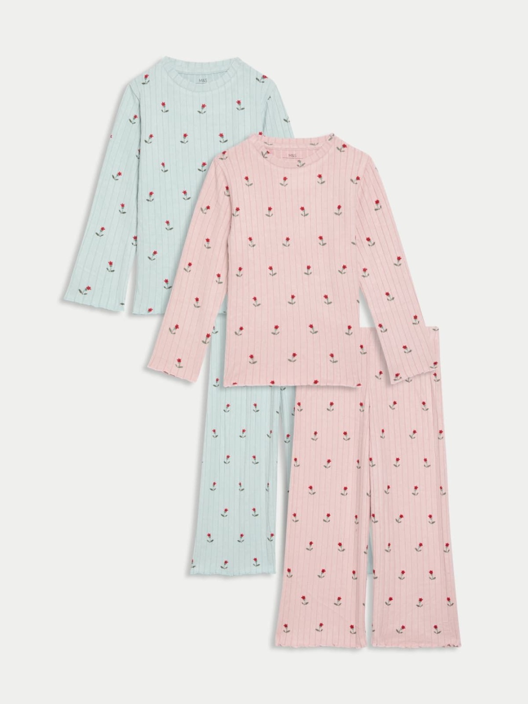 

Marks & Spencer Girls Pack Of 2 Printed Night Suit, Peach