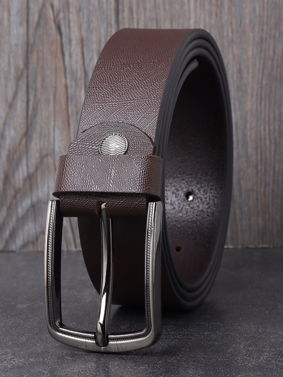 

Provogue Men Textured Leather Belt, Brown