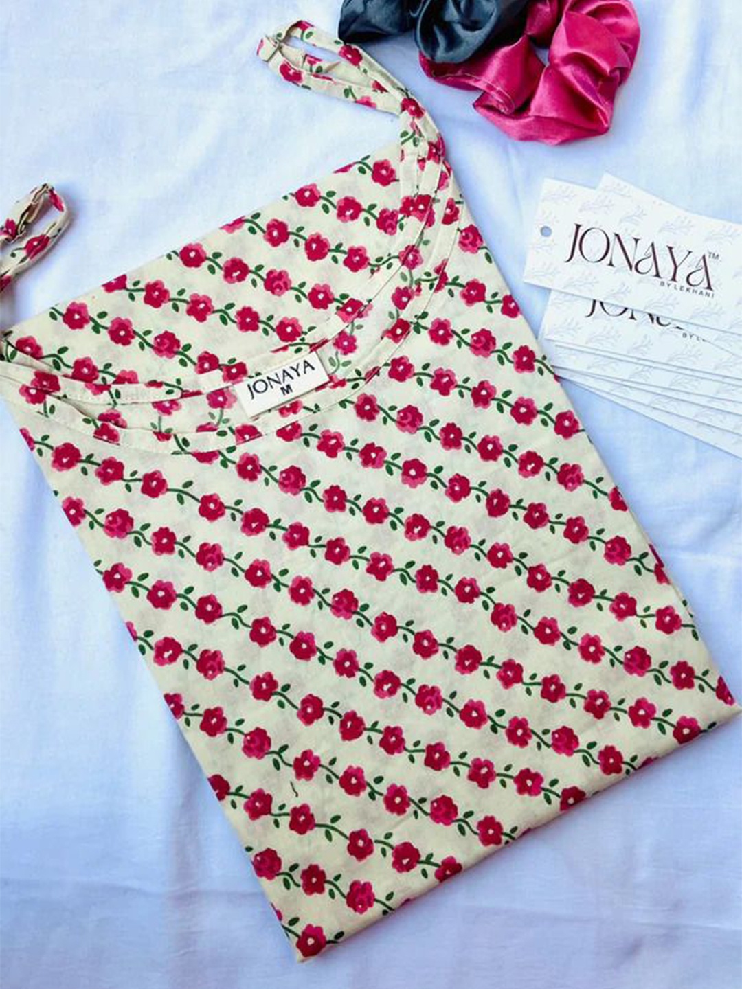 

JONAYA Women Floral Printed Cotton Cape Top, Cream