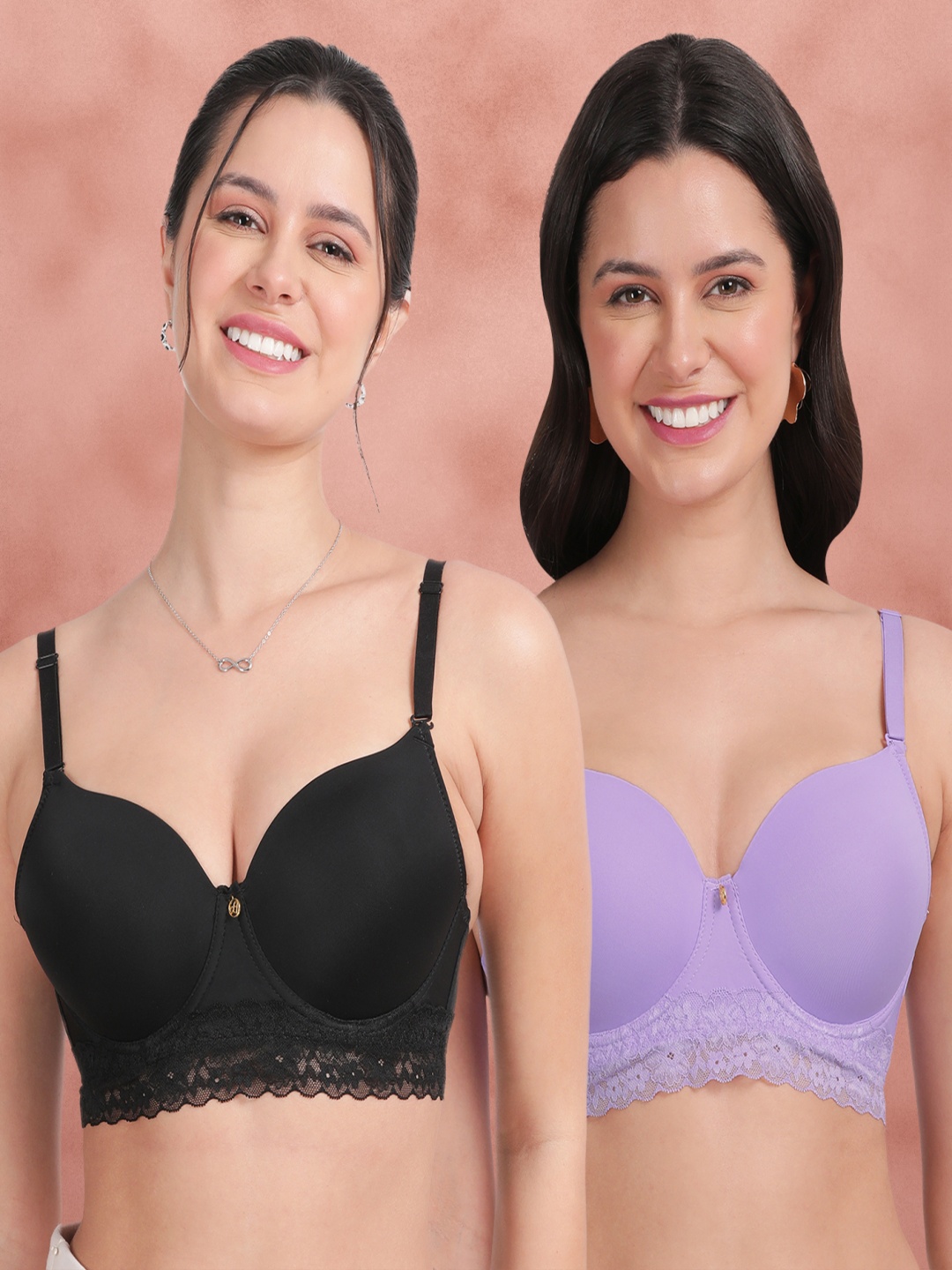 

Susie Women Pack of 2 Half Coverage Underwired and Lightly Padded T-shirt Bra, Black